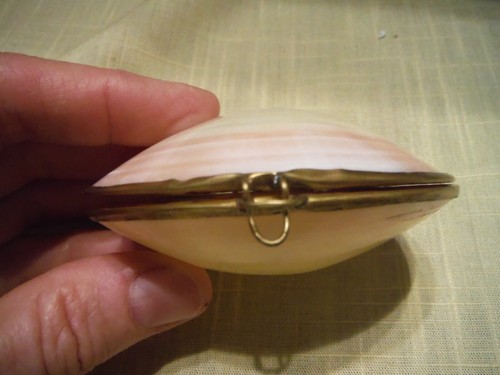 Vintage Unique Coin Purse Made From Seashell With Brass Hinge and Trim - Picture 6 of 7