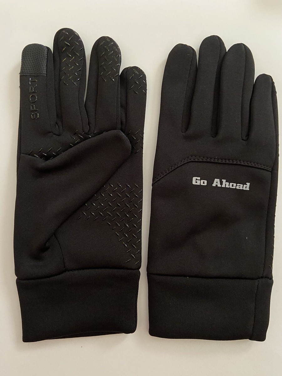 Go Ahead Men’s Thermal Touch Screen Black Sport GLOVES Cycling Work S/M New