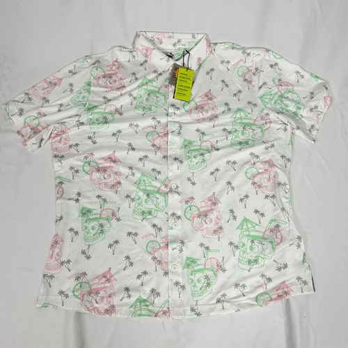 Puma Herren MATTR Tropi-Cool Skull Cocktail Palms weiß Golf Poloshirt XL A380