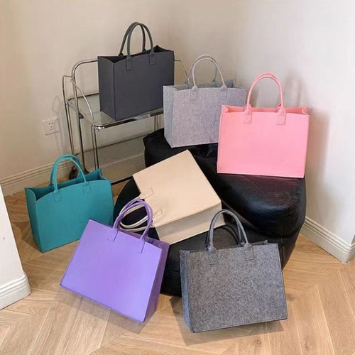 Felt Handbag Solid Color Messenger Bag Fashion Shoulder Bag Woman Girls - Picture 8 of 26