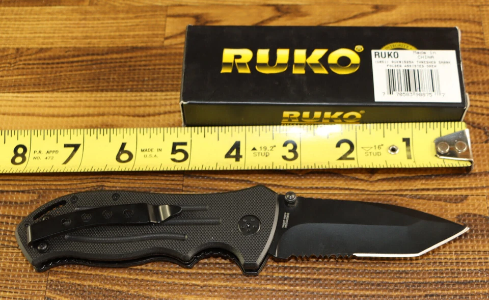 Cuchillo de caja fuerte táctica plegable de acero inoxidable RUKO Shark 440A RUK0152SA Foto 2 de 4
