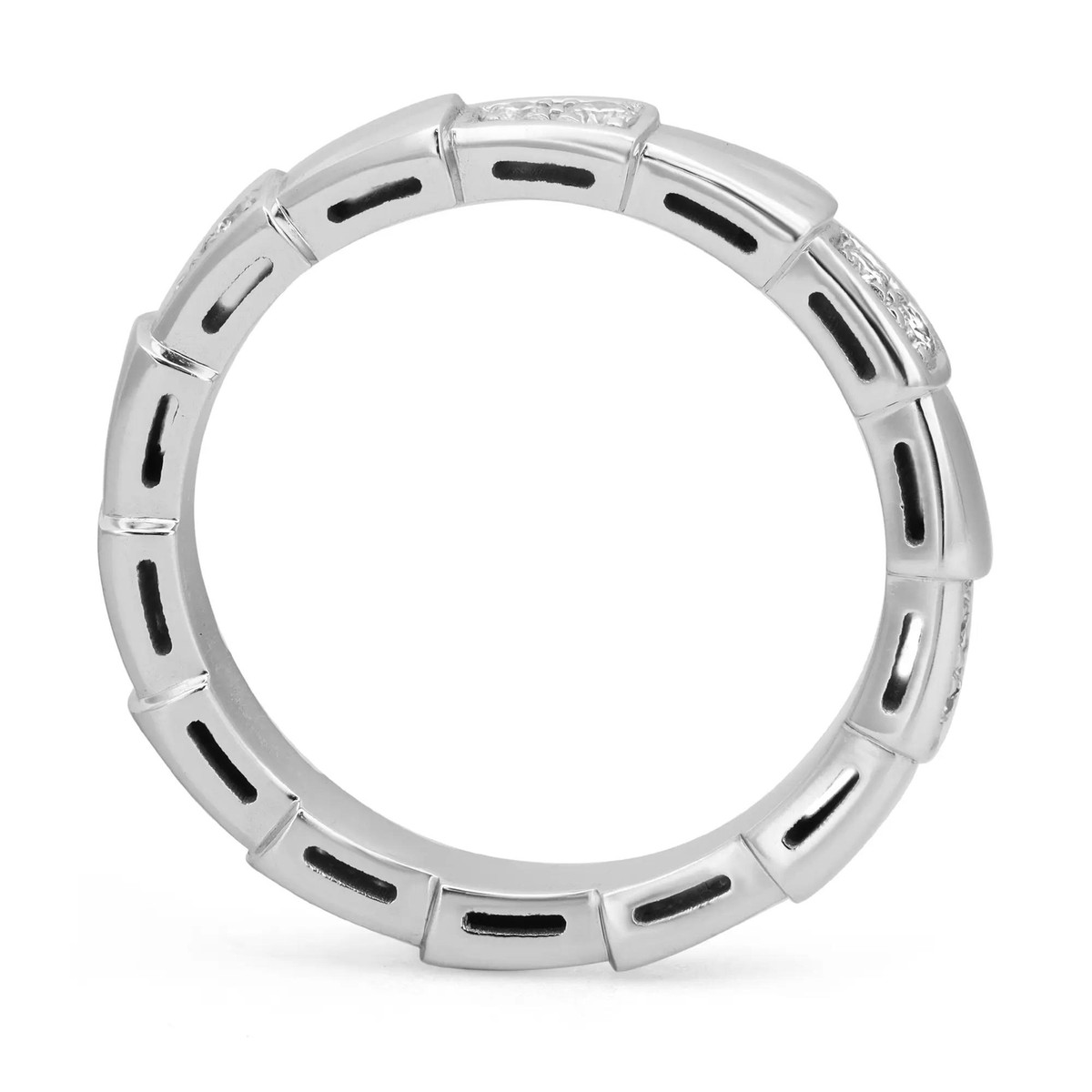 Bvlgari Serpenti Viper Diamond Band Ring 18K White Gold Size