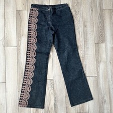 Vintage Christian Lacroix Dark Wash Bootcut Pink Embroidered Detail Jeans