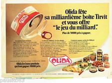 PUBLICITE ADVERTISING 096  1981  le paté de foie Olida  Boite Tirvit