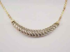 Estate 1.10Ct Round Diamond Bar Pendant Necklace 14k Yellow Gold Plated