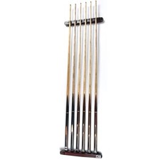 Pool Stick Holder Wall Mounted 6 Cue Billiard Rack - Premium Solid Wood Cue A...