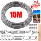 Garden Wire 15M/3mm Stainless Steel Wire Rope Kit Turnbuckle Wire Tensioner Kit