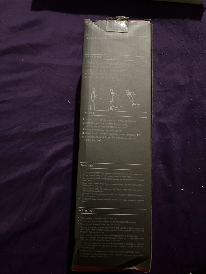 Houdini Electric Corkscrew eBay