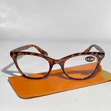 Reading Glasses 1.50 Readers Tortoise Modified Cateye Frames NWT