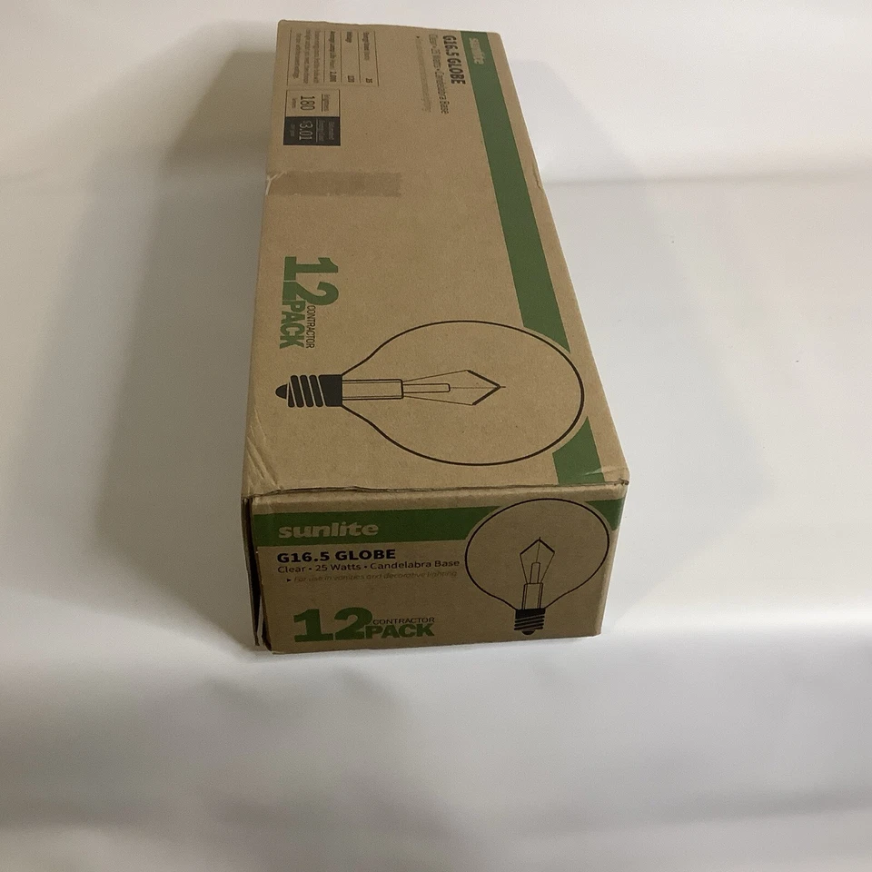 12 Pack Clear G16.5 Globe Light Bulb 25W Candelabra Base - Image 3 of 4