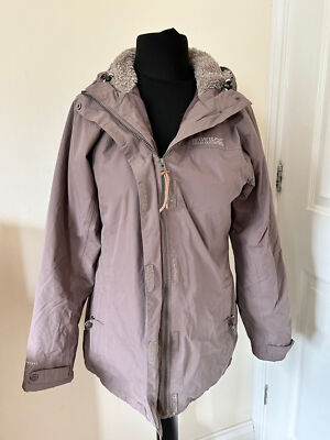 Regatta Women's Light Brown Borg Lined Hood Rain Jacket Size 10 