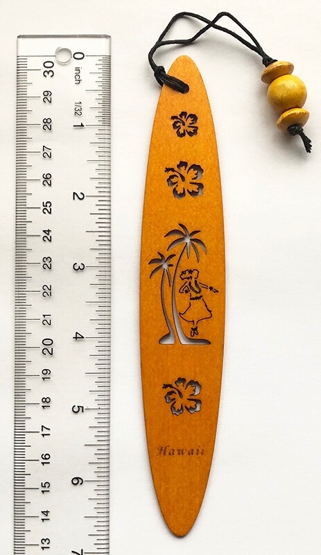 Hawaiian Hula Girl Carved Wood Surfboard Book Markers Hawaii Aloha 6.75"x1.75" N