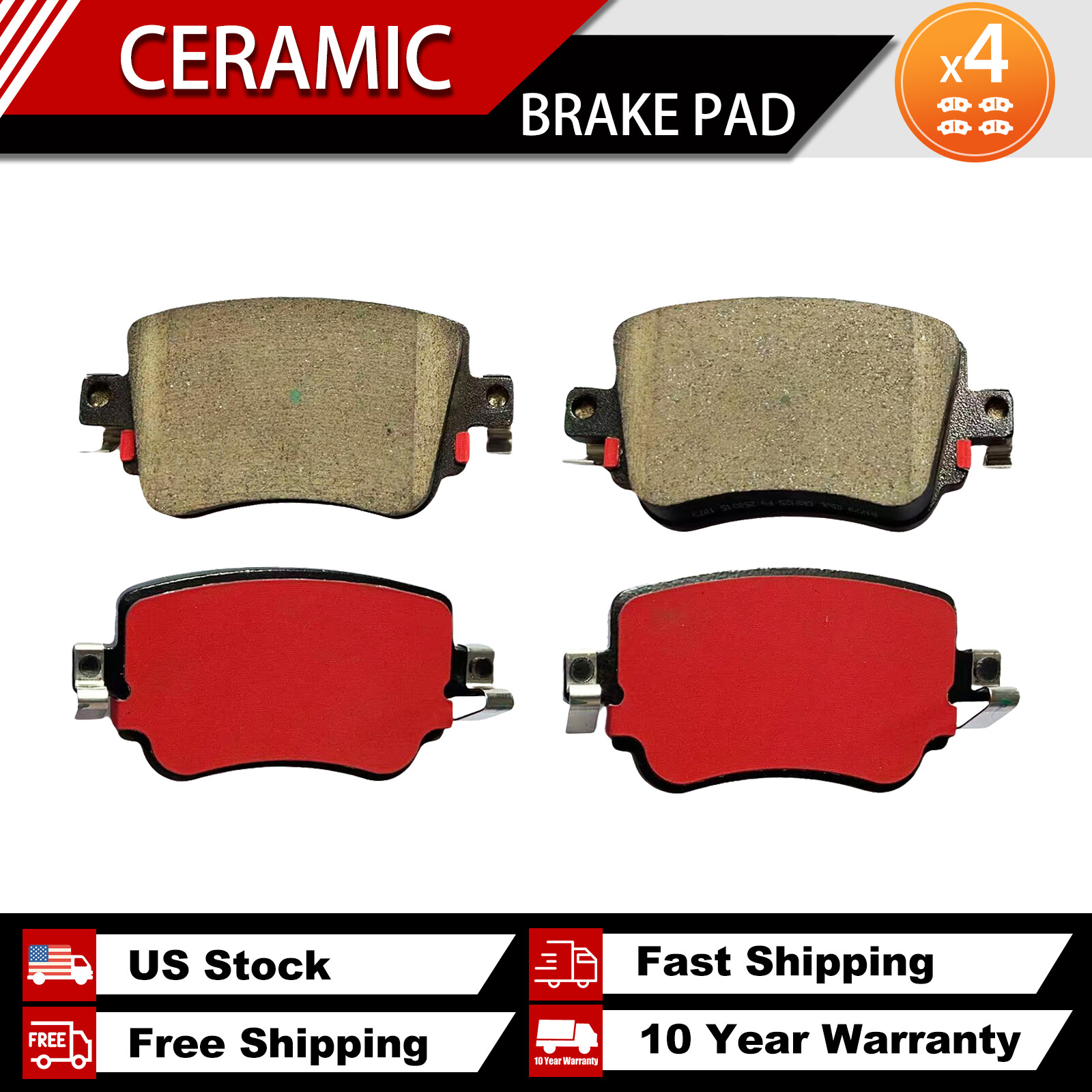 Rear Brake Pads for Audi Q3 Quattro Volkswagen Golf GTI Passat, D1779