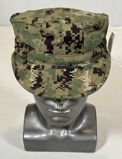 New USN NWU Type III AOR2 Digital Woodland Utility 8 Point Cap Hat Size 7 1/2