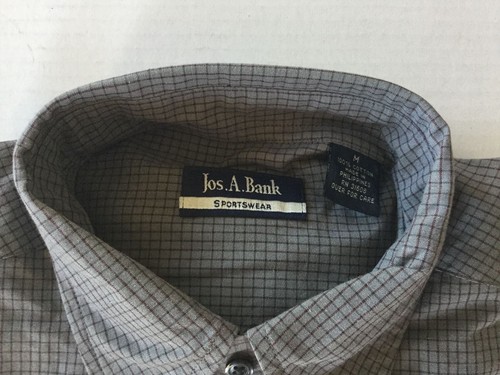 NWT Jos. A. Bank button shirt Sportswear gray plaid Cotton size M long sleeve - Picture 2 of 3