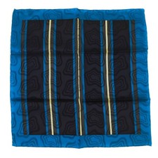  150 New SANTOSTEFANO Handmade Blue Black Gray Silver 100 Silk Handkerchier