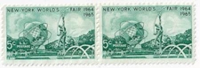 STAMP US SCOTT 1244 "New York World's Fair" 5 CENT 1964 MNG HORIZ PAIR