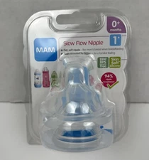 MAM Baby Bottle Nipples Slow Flow Nipple Level 1 Silicone 0+ Months 2 Pack