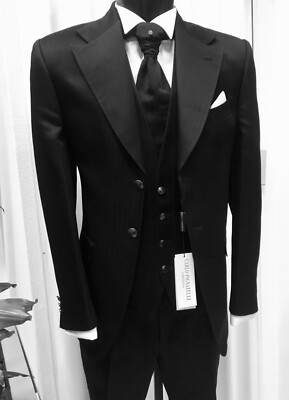 HERREN BRAUTKLEID SCHWARZ SIGNIERT CARLO PIGNATELLI ZEREMONIE SUIT WEDDING