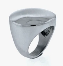 STAINLESS STEEL LARGE FASHION STATEMENT ROUND HIGH POLISHED RING, SIZE-8