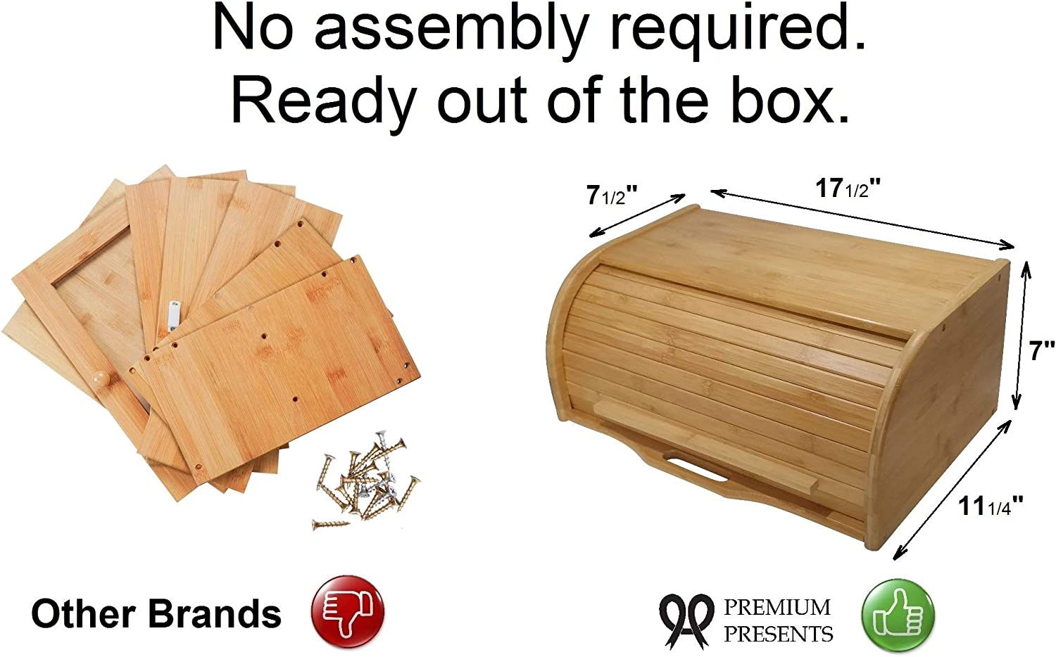 Large bread box bread basket wooden box storage boxes kitchen counter