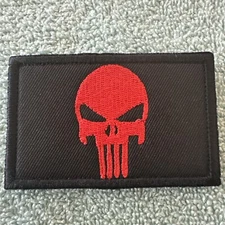 PUNISHER SKULL 2x3 Embroidered Morale Patch Hook Backing Brand New