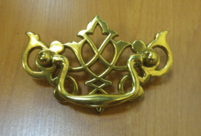 FURNITURE Chippendale Drawer Bail Knocker Pull 2 1/2'' C-C Handle Brass Finish