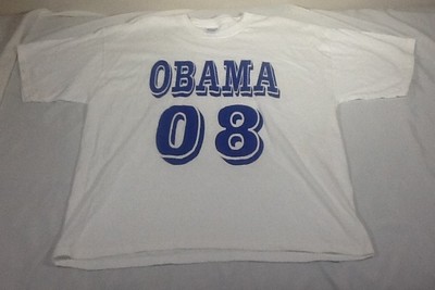 T-shirt Homme Gildan St1025 Blanc - Manches Courtes, Motif Obama 2008, Taille XL (occasion TB)