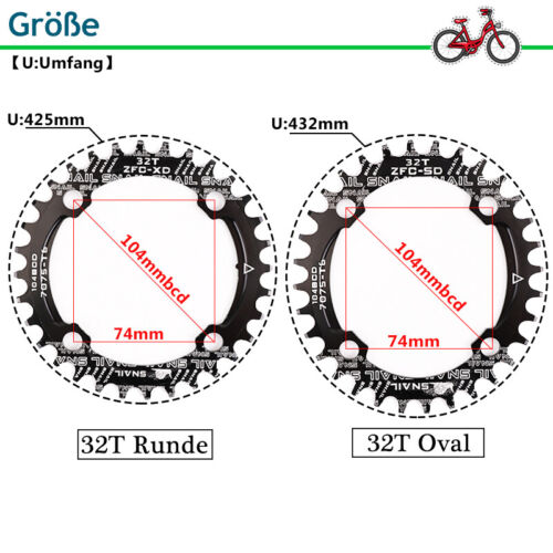 SNAIL 104BCD 30-52T Narrow Wide Fahrrad Kurbelgarniture Kettenblatt Rund Oval - Picture 4 of 16