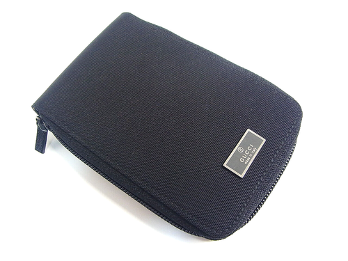 Custodia multicustodia con cerniera cellulare Gucci tela nera con scatola e carta EX - Foto 2 di 23