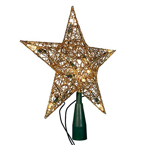 Gold Wire Star Light Up Christmas Tree Topper Decoration 9 Inch Tall UL0131GO - Picture 1 of 2