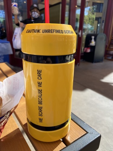 New Disney Parks Monsters Inc. Scream Can Canister Cup Bottle sipper mug w sound - Picture 3 of 3