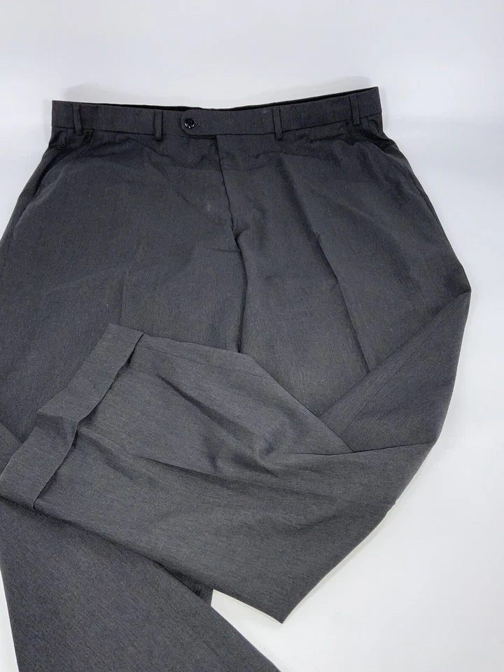 Pantalones de vestir Hiltl 40x30 gris lana frente plano hechos en Macedonia usados en excelente estado ygi b3-189 Foto 2 de 4