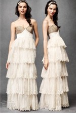 NEW BHLDN Sequins and lace Gown - Ivory, Size 0 