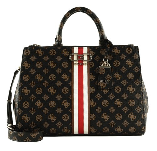Guess Bag Handbag Tote Bag Nelka Status Satchel Mocha Logo New - Picture 6 of 12