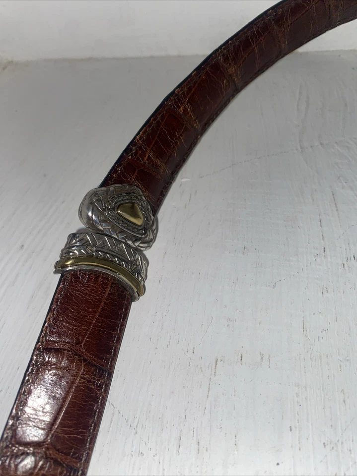 Ремень двусторонний Brighton Marcus 40210 черный/коричневый крокодиловая кожа серебристый золотой размер 28 - Изображение 3 из 4