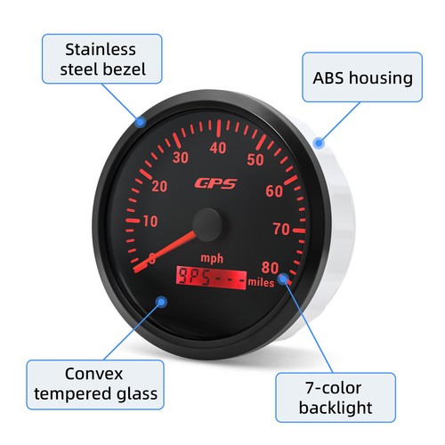 6 Gauge Set 110MM GPS Speedometer 80MPH Tacho 8000RPM & 52MM Fuel/Temp/Oil/Volt - Picture 13 of 23