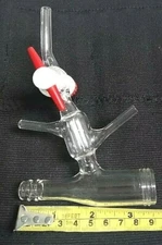 Wheaton Gas Inlet Adapter, Glass Threaded Tube, Jacketed Side Arm w/ Stopcock 