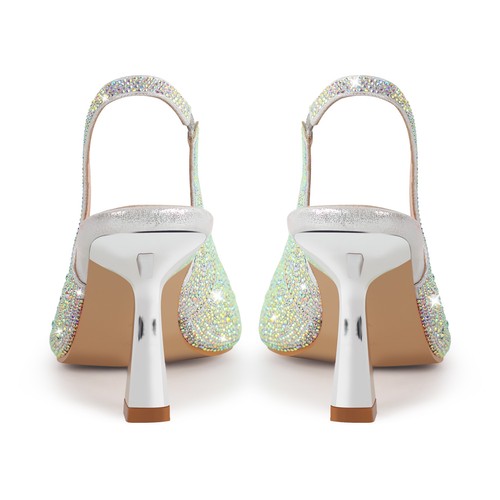 Onlymaker Womens Glitter Pointed Toe Stilettos High Heel Slingback Pumps Sandals - Picture 24 of 29