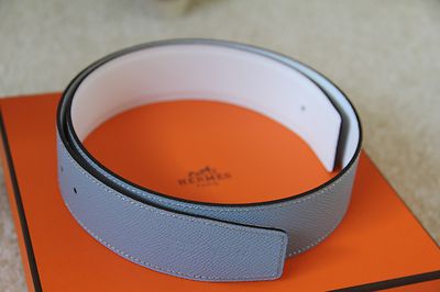 100% Authentic Hermes White/Linen Blue Epsom Leather Belt 42 MM - size 75