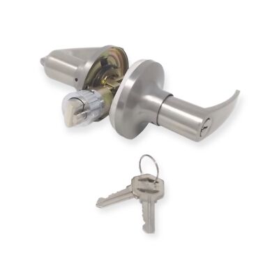 Mobile Home Lever Exterior Entry Lock, Stainless Steel