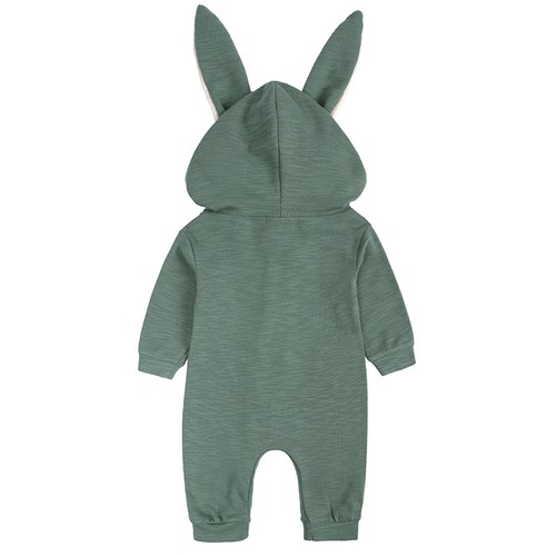 Infant Baby Boys Girls Zipper Hooded Long Rabbit Ear Long Sleeve Jumpsuit Romper - Picture 10 of 25