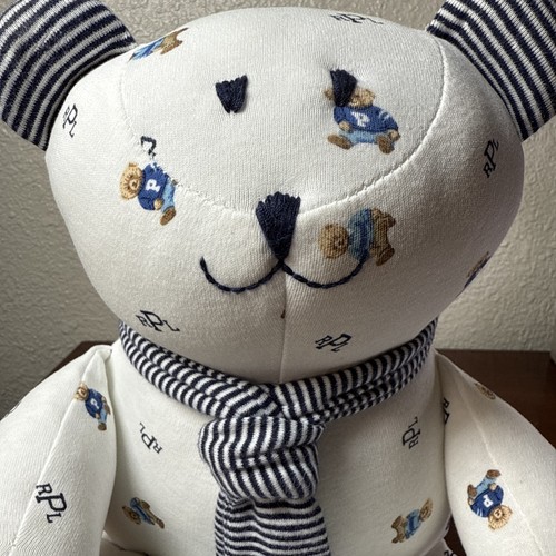 Ralph Lauren Polo Baby Boys 15" Teddy Bear Plush Blue White Stuffed Animal - Picture 10 of 10