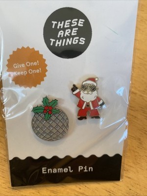 These Are Things Disco Santa Disco Ball Enamel Pins Set Of 2 New