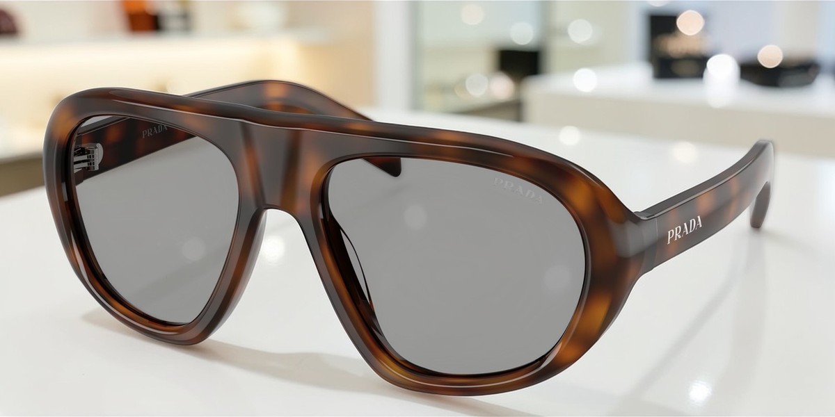 PRADA PR C05S 20D50Q Tortoise Grey Lens Oversized Sunglasses