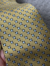 Talbots Neck Tie Boy Kids Yellow, Light Blue And Navy 100 Silk Handmade