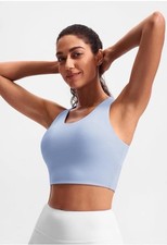 NWOT strappy cross-back padded blue sports bra - Medium