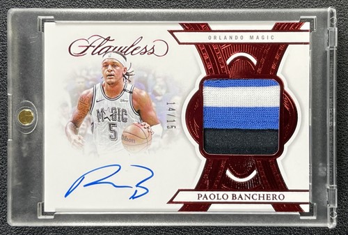 PAOLO BANCHERO 2024-25 PANINI FLAWLESS GAME-USED PATCH AUTO RUBY 14/15 MAGIC