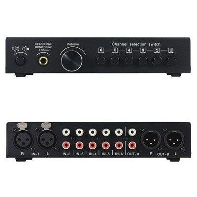 B081 6-IN 3-OUT Audio Switcher XLR RCA Stereo Signal Source Selection Switcher
