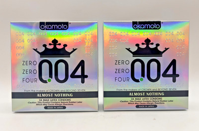 OKAMOTO ZERO ZERO FOUR 004 ALMOST NOTHING MALE LATEX CONDOMS 24ct EACH SEALED